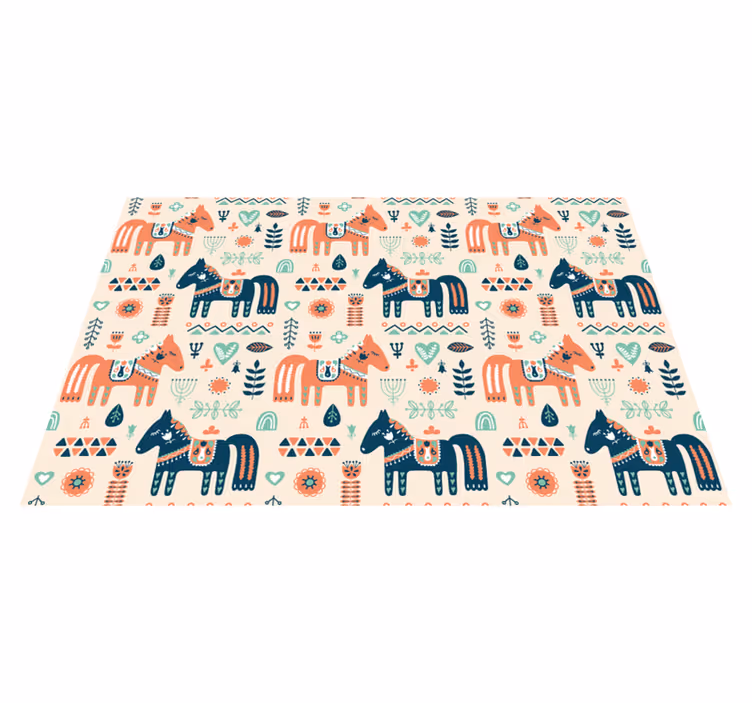 Covor vinil animal frunze nordice pe fundal bej - TenStickers