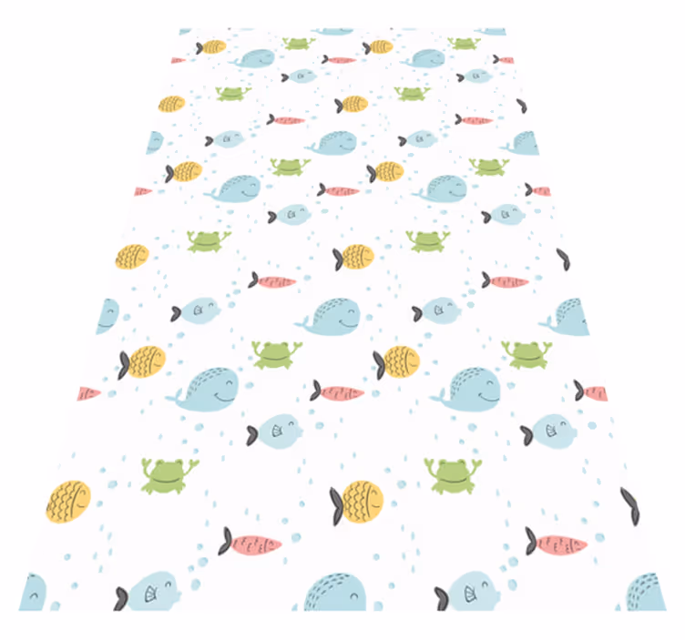 Covor vinil animal pe fundal alb cu pești colorați - TenStickers