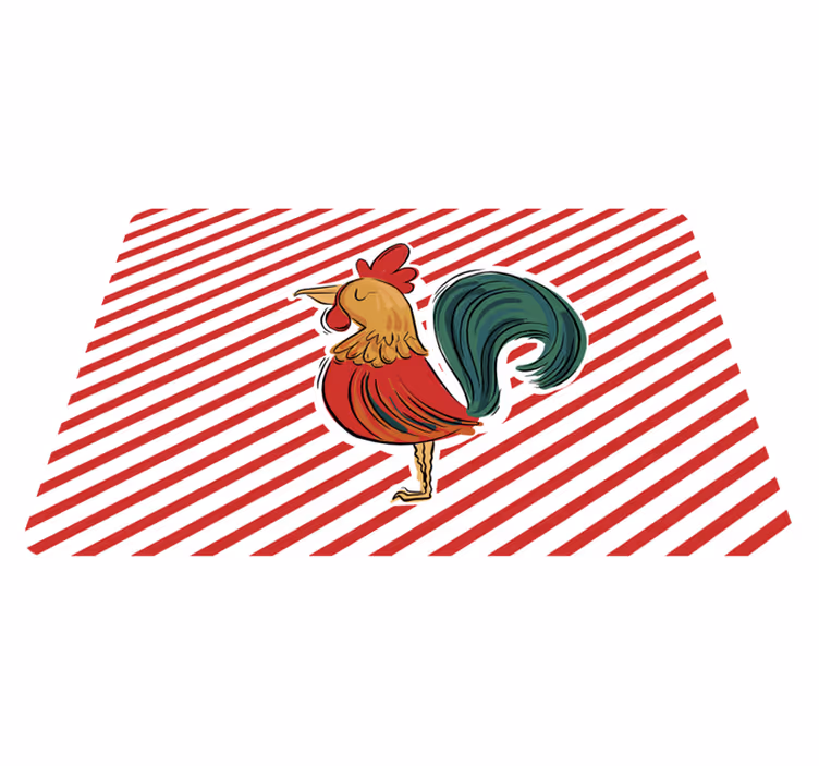 Covor vinil animal design original cu cocoș colorat - TenStickers
