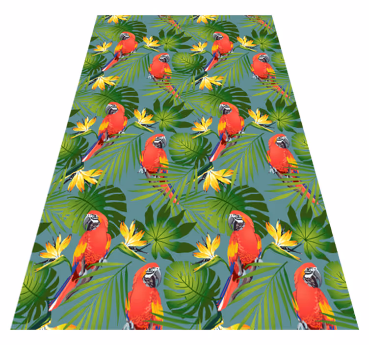 Covor vinil animal papagali colorați pe fundal albastru - TenStickers