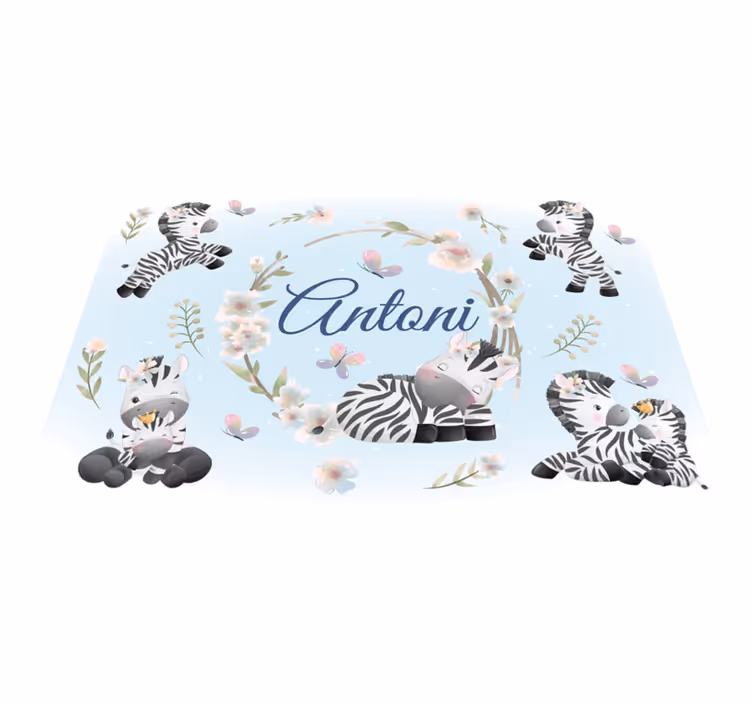 Covor vinil animal pui de zebră cu nume - TenStickers