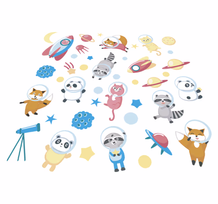 Covor vinil animal astronauți drăguți - TenStickers