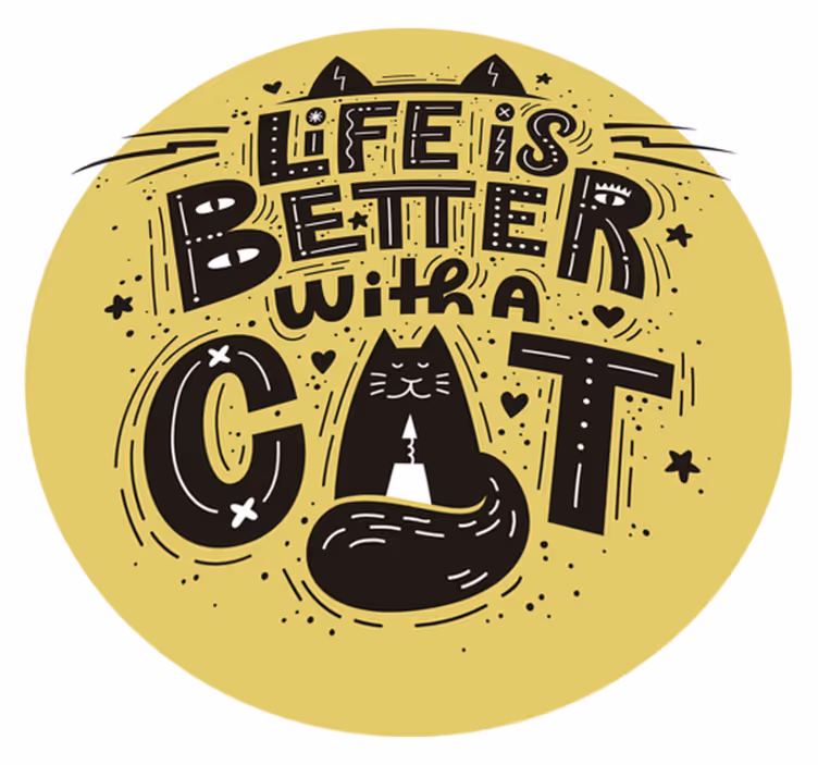 Covor vinil animal viața e mai frumoasă cu pisici - TenStickers