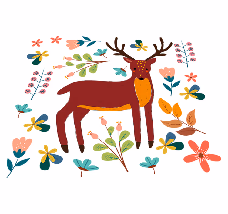 Covor vinil animal ilustrație ciudată cu cerb - TenStickers