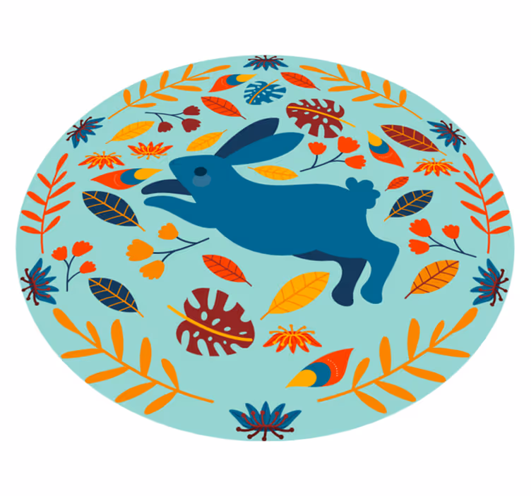Covor vinil animal ilustrație iepure jucăuș - TenStickers