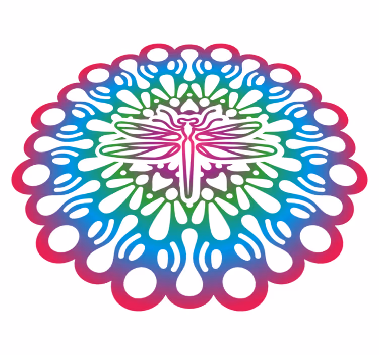 Covor vinil animal mandala cu libelule colorate - TenStickers