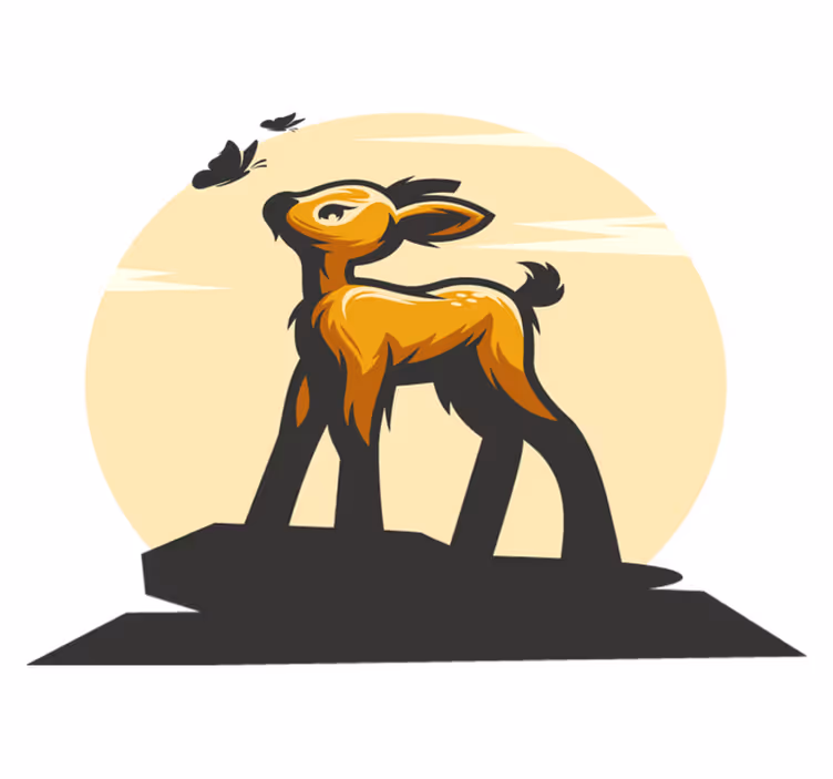 Covor vinil animal cerbi și fluturi - TenStickers