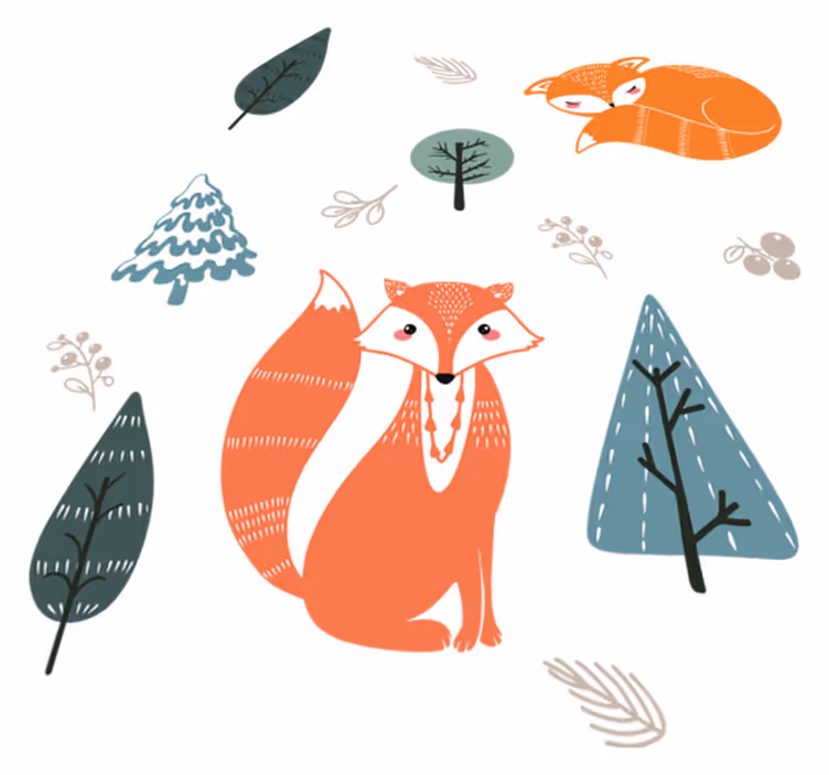 Covor vinil animal designuri jucăușe cu vulpi - TenStickers
