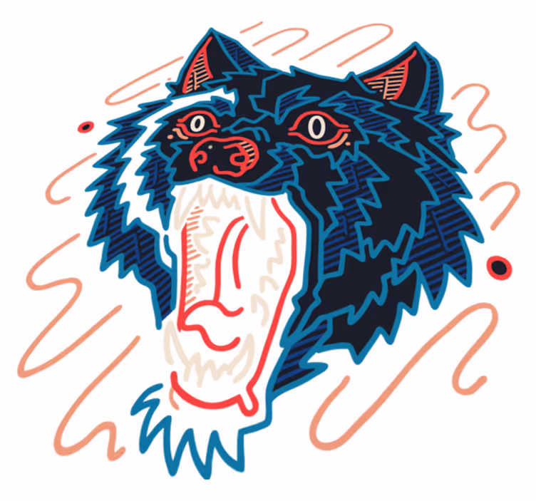 Covor vinil animal grafic cu lup urlător - TenStickers