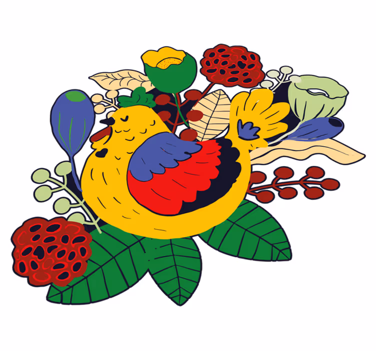Covor vinil animal pasăre florală colorată - TenStickers