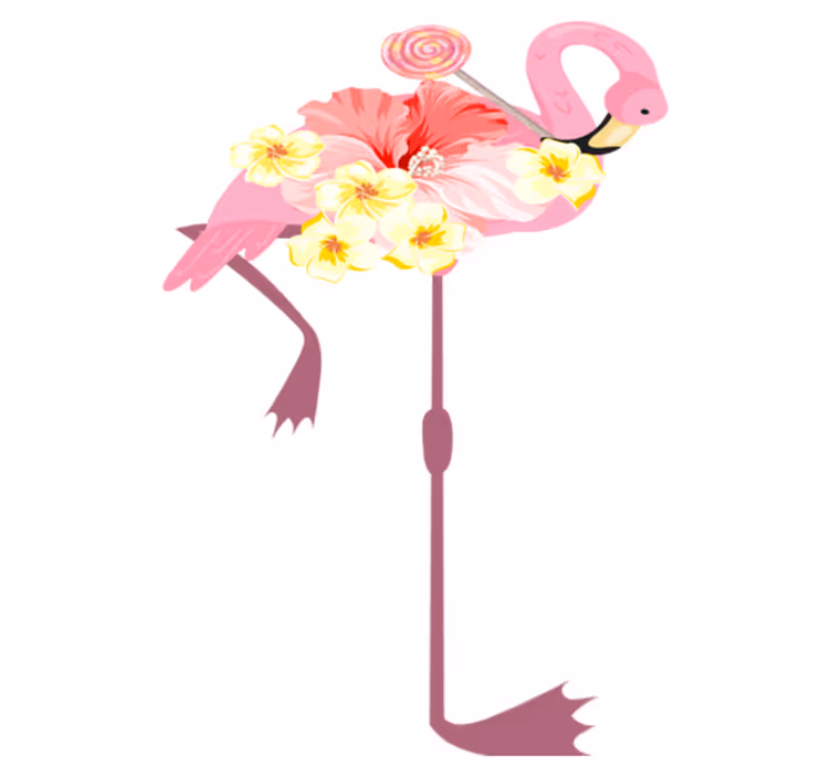 Covor vinil animal design floral cu flamingo - TenStickers