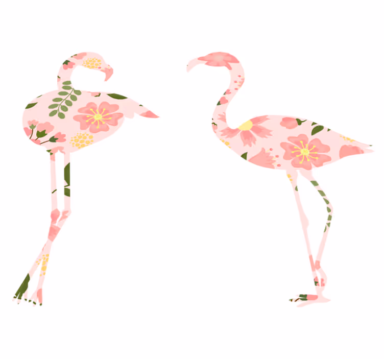 Covor vinil animal cu model floral de flamingo - TenStickers