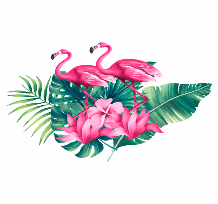 Covor vinil animal flamingo și foliaj - TenStickers