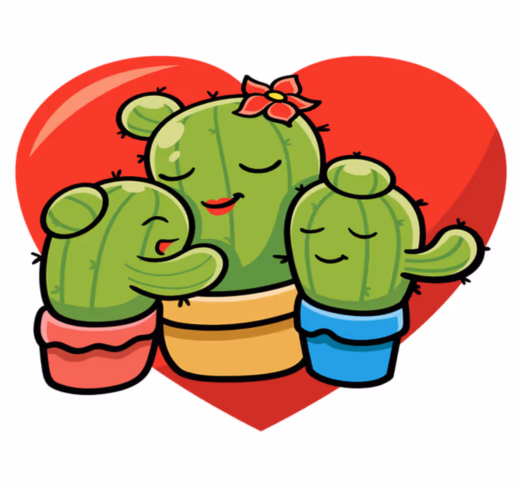 Covor vinil animal dragoste pentru familia cactus - TenStickers