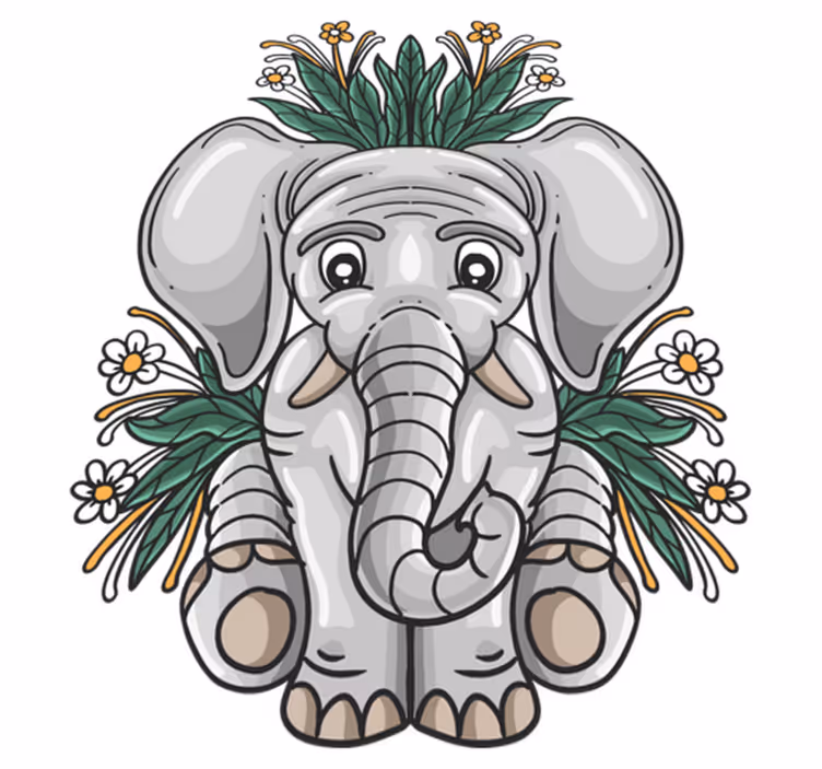 Covor vinil animal ilustrație cu elefant drăguț - TenStickers