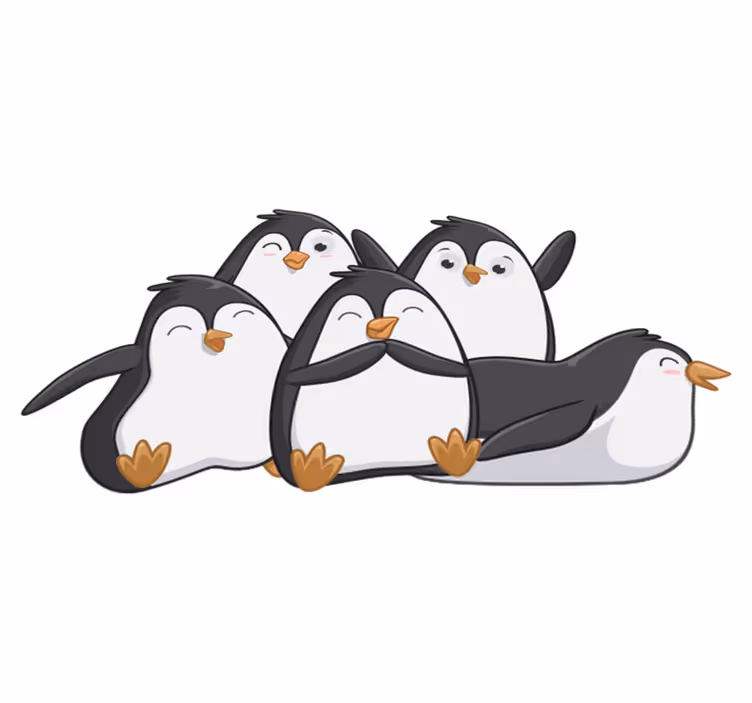 Covor vinil animal familie fericită de pinguini - TenStickers