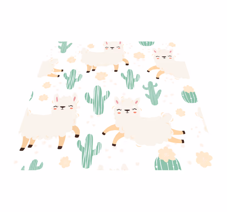 Covor vinil animal llamale și cactuși drăguți - TenStickers
