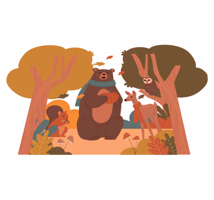 Covor vinil animal creaturi de pădure de toamnă - TenStickers
