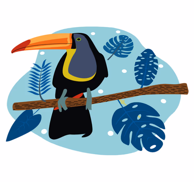 Covor vinil animal tucan tropical așezat - TenStickers