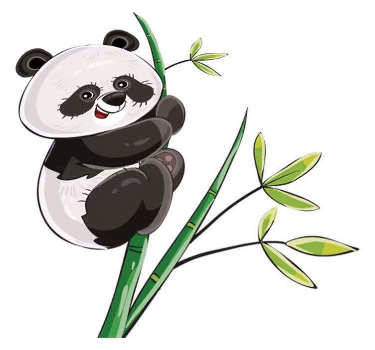 Covor vinil animal panda urcând bambooul - TenStickers