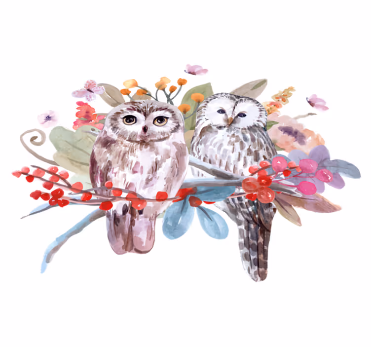 Covor vinil animal bufnițe în natură - TenStickers
