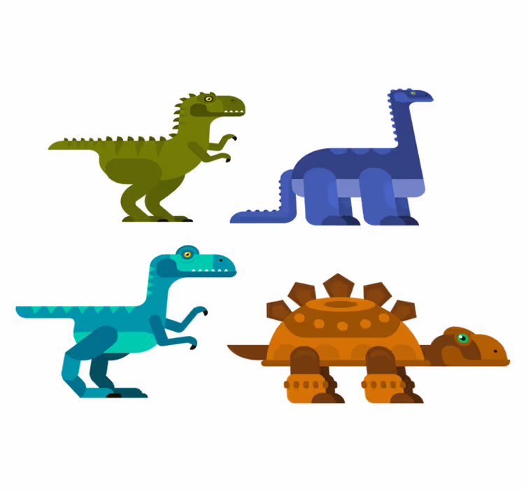 Covor vinil animal dinozauri colorați în mișcare - TenStickers