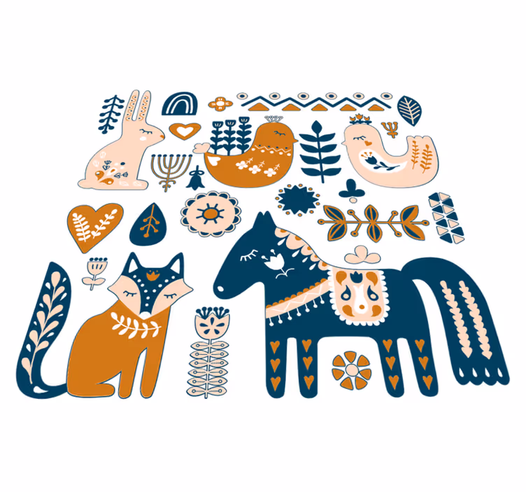 Covor vinil animal ilustrații colorate animale - TenStickers