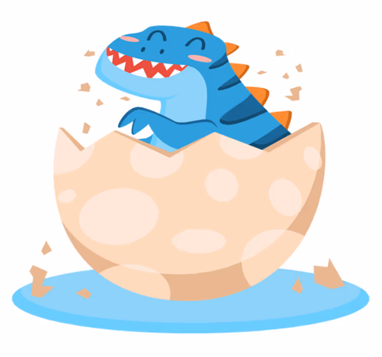 Covor vinil animal dinozaur fericit iesit din ou - TenStickers