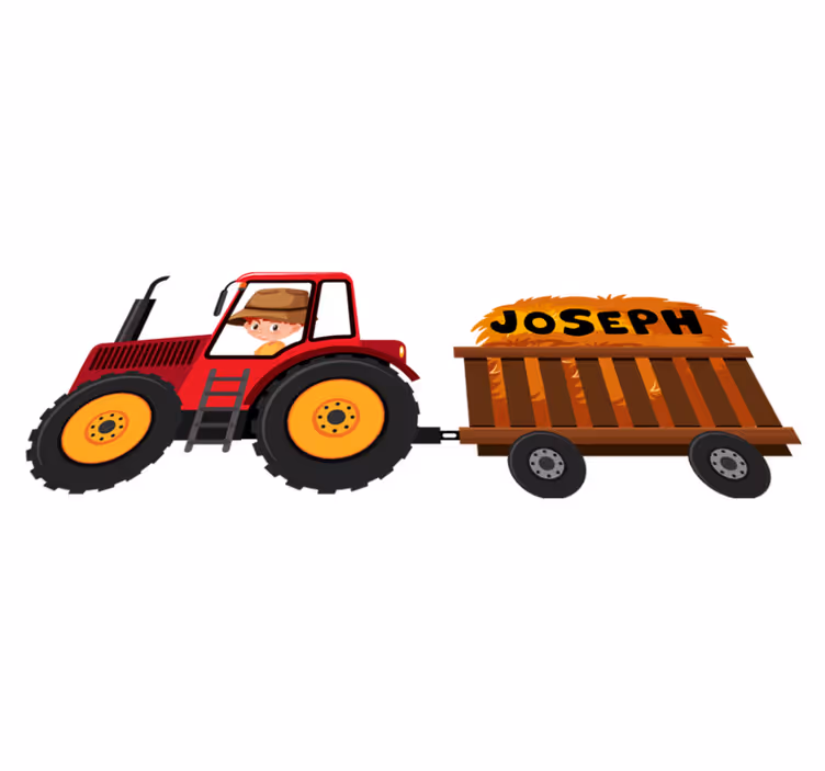 Covor vinil animal tractor cu fân - TenStickers