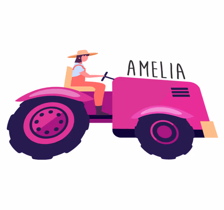 Covor vinil animal aventură personalizată cu tractorul - TenStickers