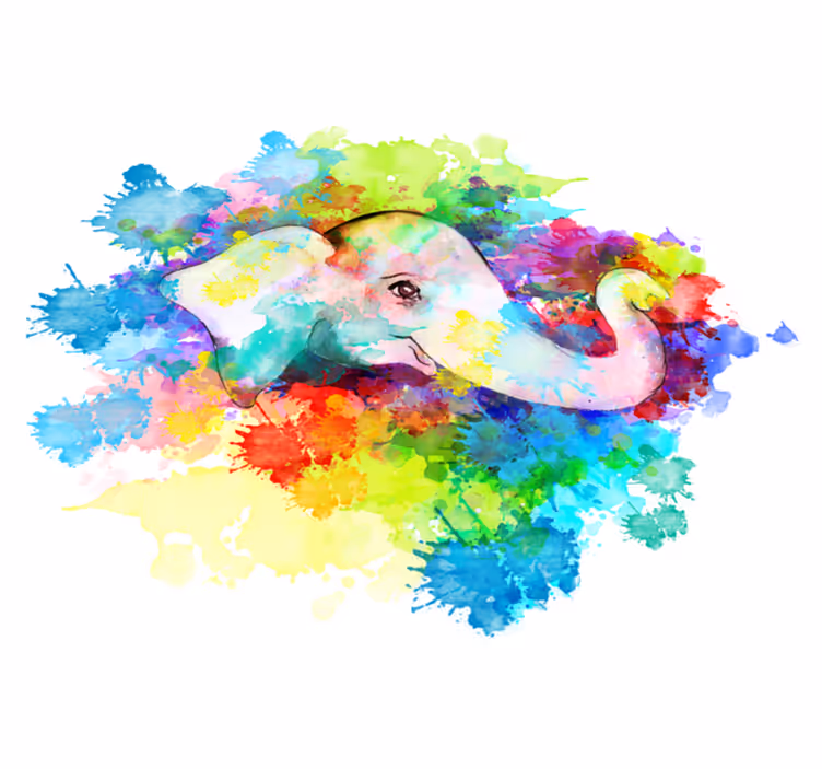 Covor vinil animal elefant colorat stropitor - TenStickers