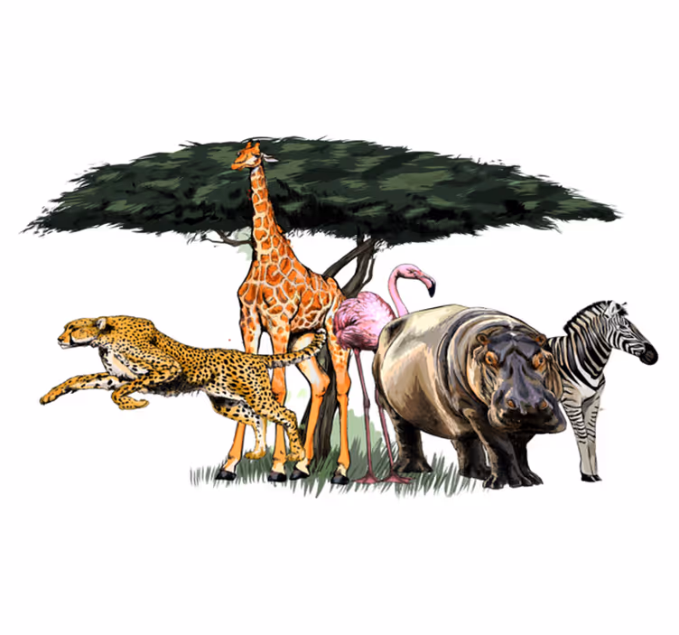 Covor vinil animal familie de girafe safari - TenStickers