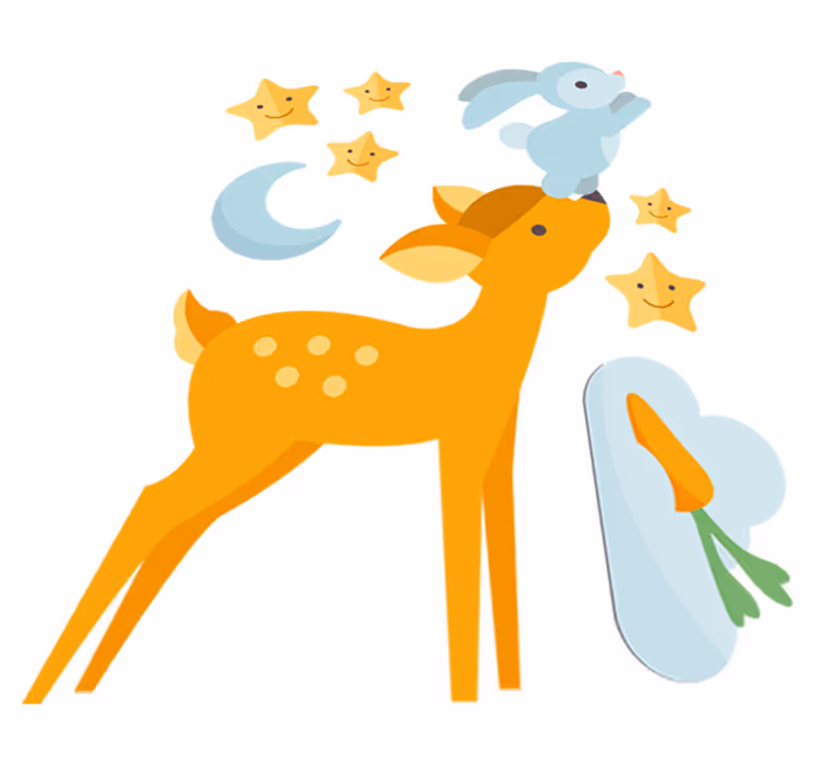 Covor vinil animal cerb și iepure - TenStickers
