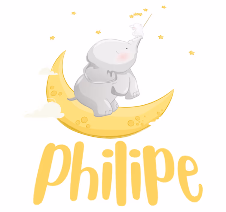 Covor vinil animal cu nume personalizabil elefant și iepure - TenStickers