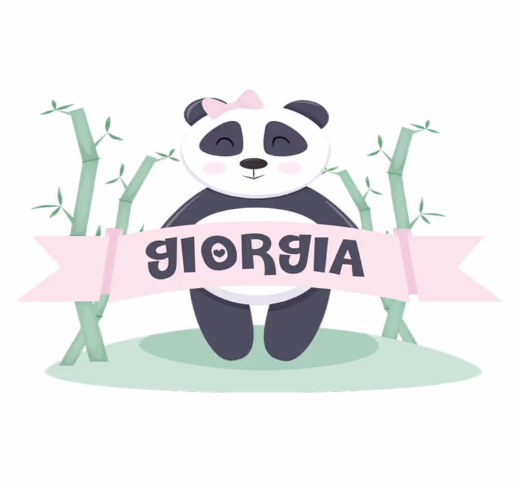 Covor vinil animal panda fetiță cu nume - TenStickers