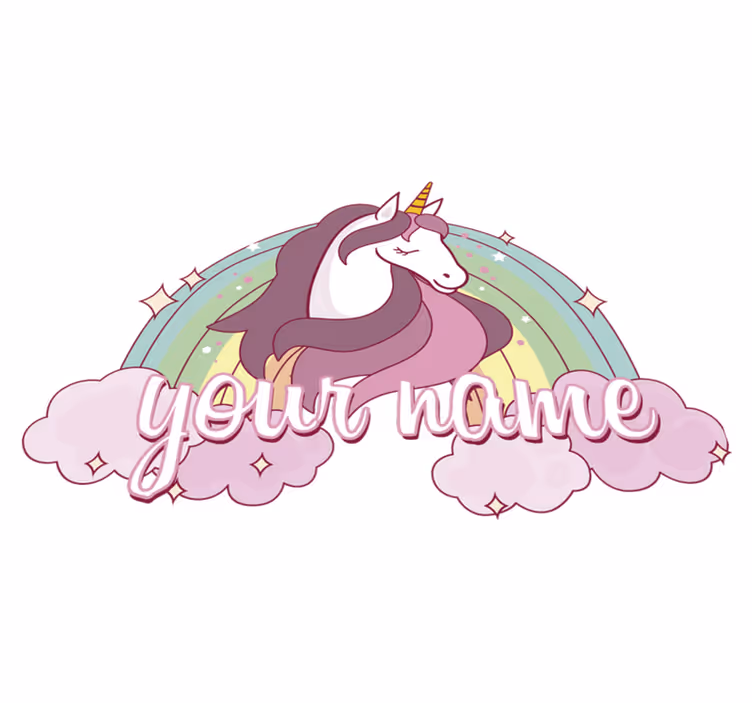 Covor vinil animal unicorn roz cu nume - TenStickers