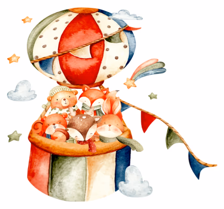 Covor vinil animal cu animale pe baloane colorate - TenStickers