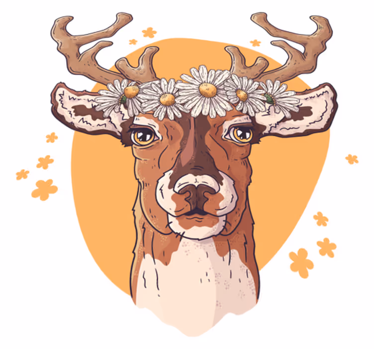 Covor vinil animal cerb cu flori - TenStickers
