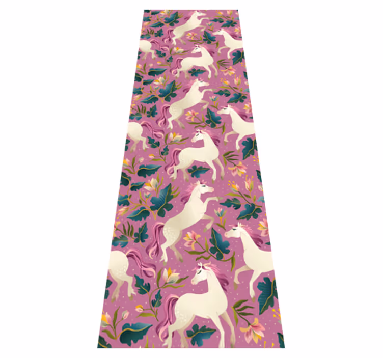 Covor vinil animal design cai roz și floral - TenStickers