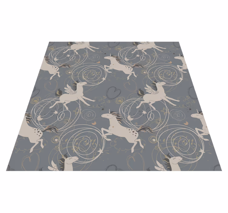 Covor vinil animal cu unicorni pegasus pe fundal închis - TenStickers