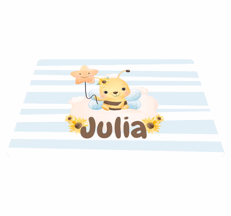 Covor vinil animal cu albinute drăguțe și nume - TenStickers