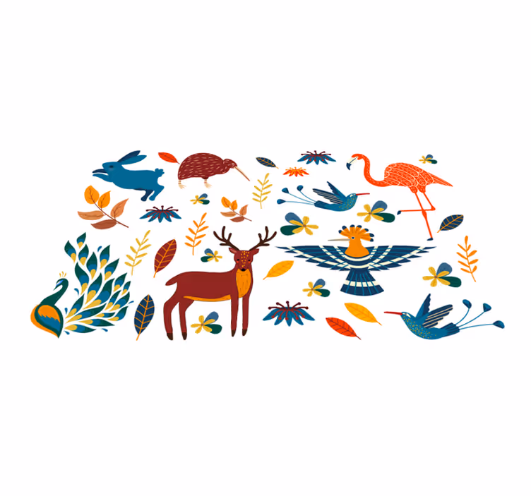 Covor vinil animal cu modele colorate de animale - TenStickers