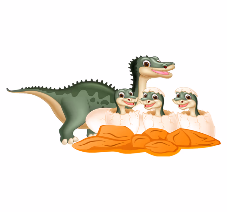 Covor vinil animal familie drăguță de dinozauri - TenStickers