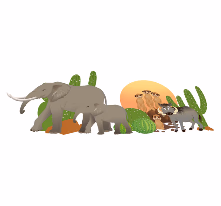 Covor vinil animal peisaj safari animalier - TenStickers