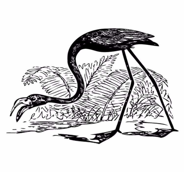 Covor vinil animal flamingo cu ferigi - TenStickers