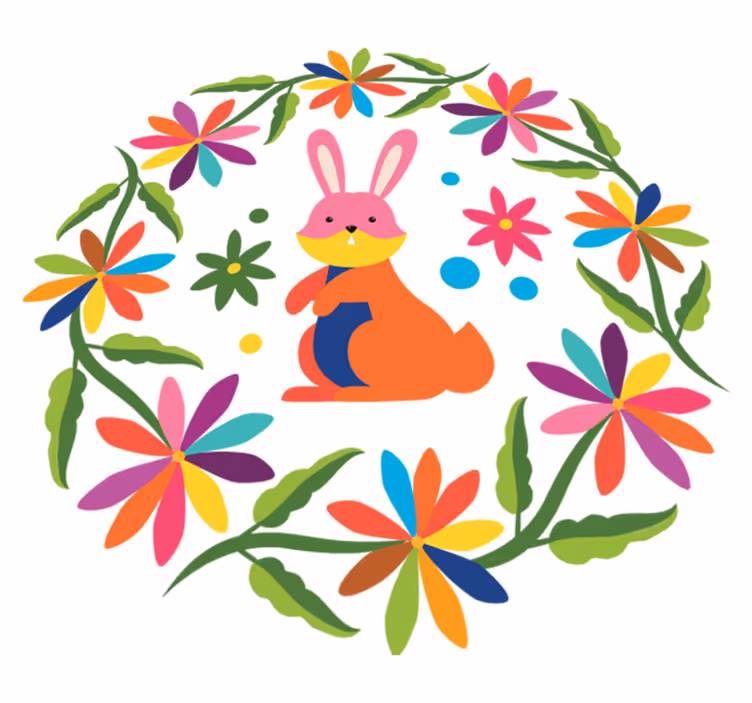 Covor vinil animal design cu iepurași colorați - TenStickers