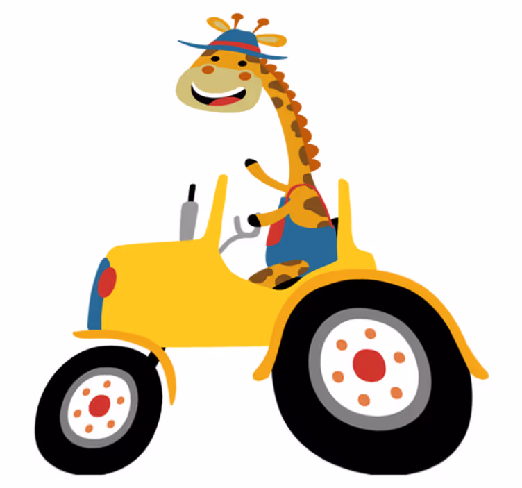 Covor vinil animal giraffa fericit tractor - TenStickers