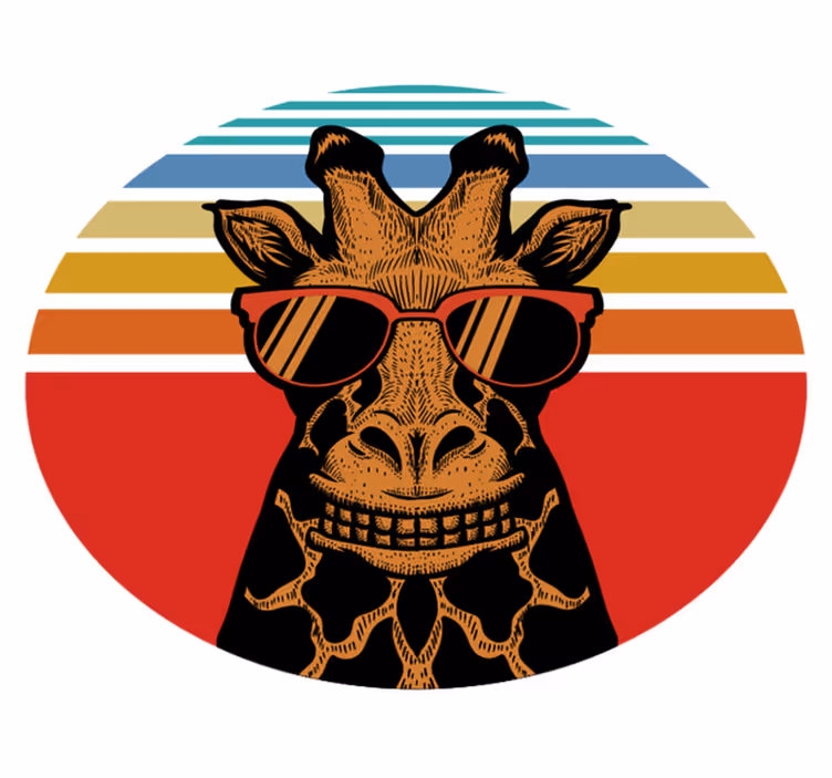 Covor vinil animal cu girafă la ochelari cool - TenStickers