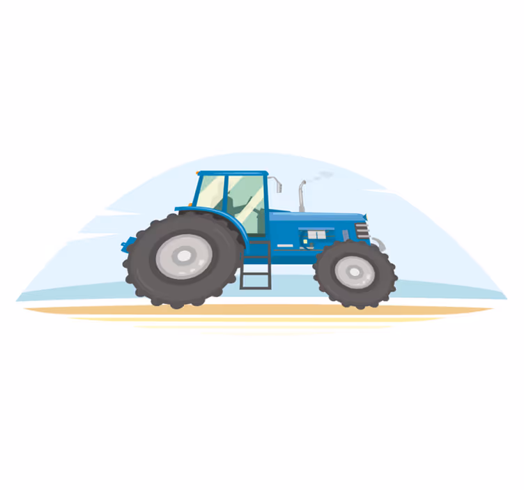 Covor vinil animal ilustrație tractor albastru - TenStickers
