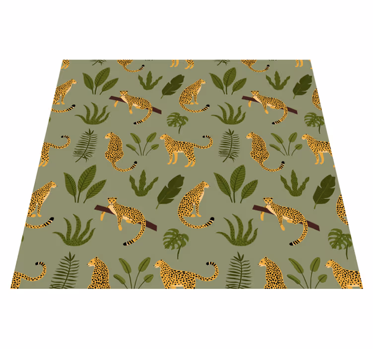 Covor vinil animal cu model de leopard în junglă - TenStickers